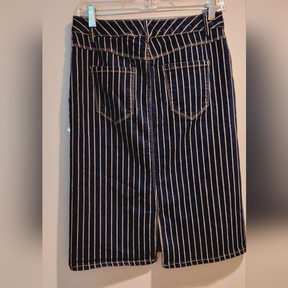 Women's Vintage Est 1946 Denim Pinstripe Jean Midi Skirt. - Picture 4 of 6
